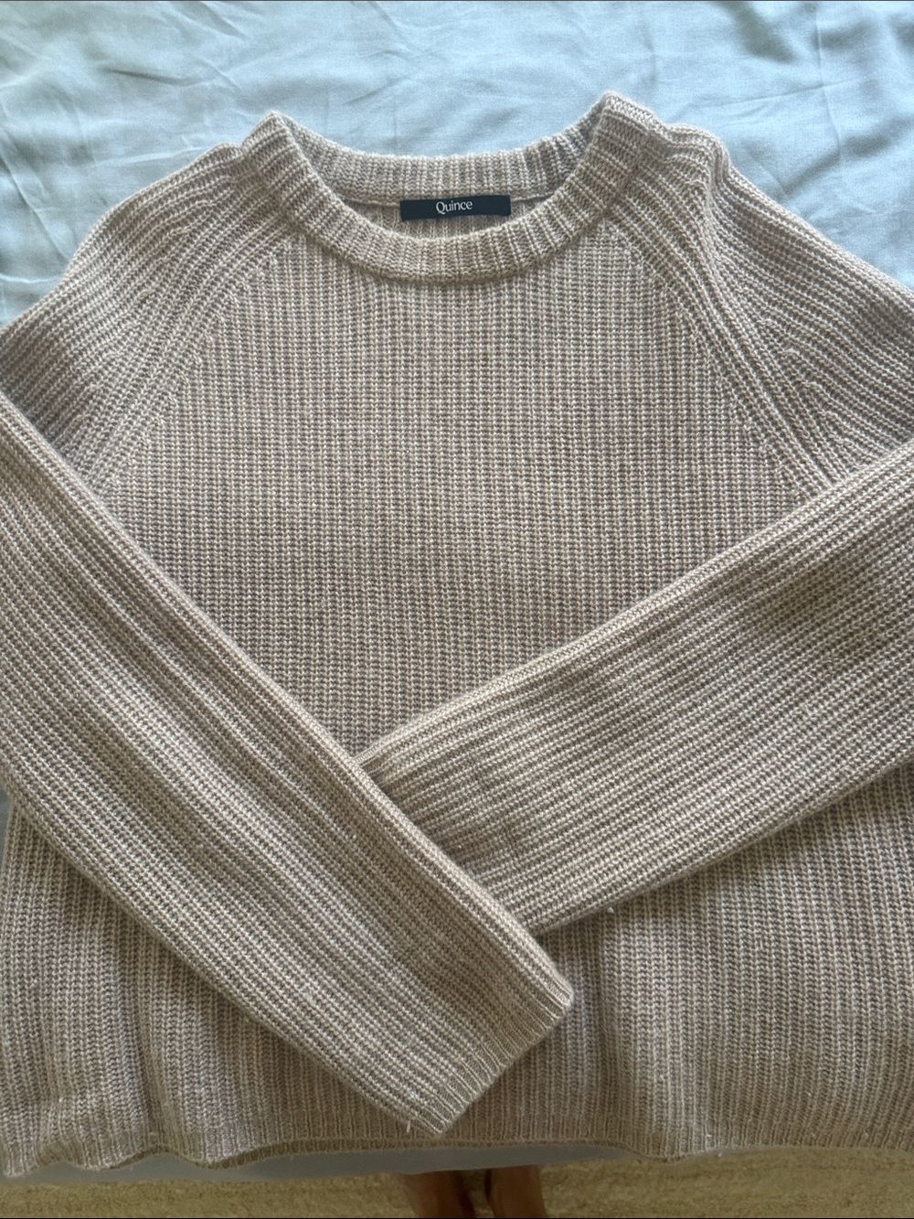 Quince Women’s Crewneck Sweater in Light Beige Knit